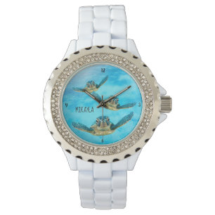 Meeresschildkröten schwimmen in der Nähe des Riffs Armbanduhr