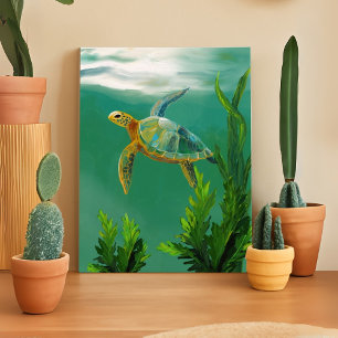 Meeresschildkröten schwimmen - Ocean Wall Art Wrap Leinwanddruck