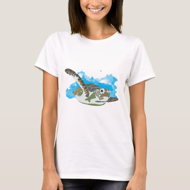 Meeresschildkröten schwimmen T-Shirt (Vorderseite)