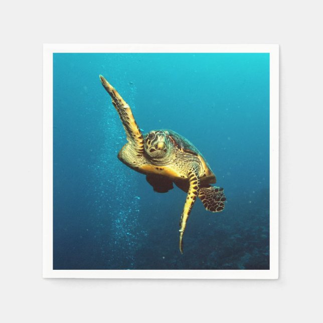 Meeresschildkröten schwimmen unter Wasser Serviette (Vorderseite)