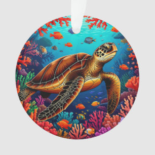 Meeresschildkröten und das lebendige Korallenriff Ornament