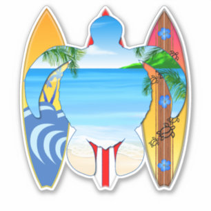 Meeresschildkröten und Surfbretter Aufkleber