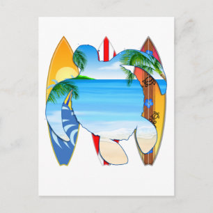 Meeresschildkröten und Surfbretter Postkarte