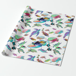 Meeresschildkröten und tropisches Fischwaschpapier Geschenkpapier