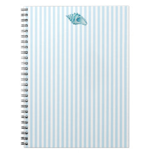Meeresschnecken-Conch-Schale-Nautik- Blaue Streife Notizblock