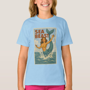 Meeresschreck Retro-Meerjungfrau Lustiges Küsten T-Shirt