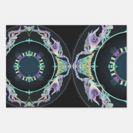 Meeresskizze in Neon Geschenkpapier Set