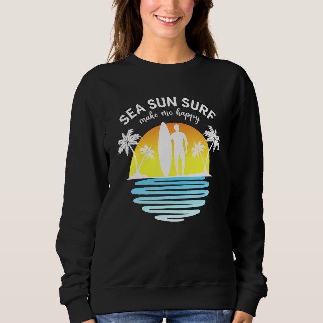 Meeressonnenwelle macht mich glücklich Sommersurfe Sweatshirt (Vorderseite)