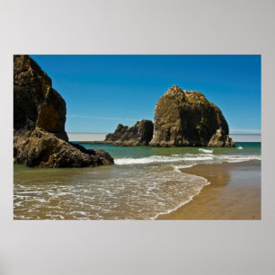 Meeresstapel, Niedrigwasser, Oceanside, Oregon, US Poster