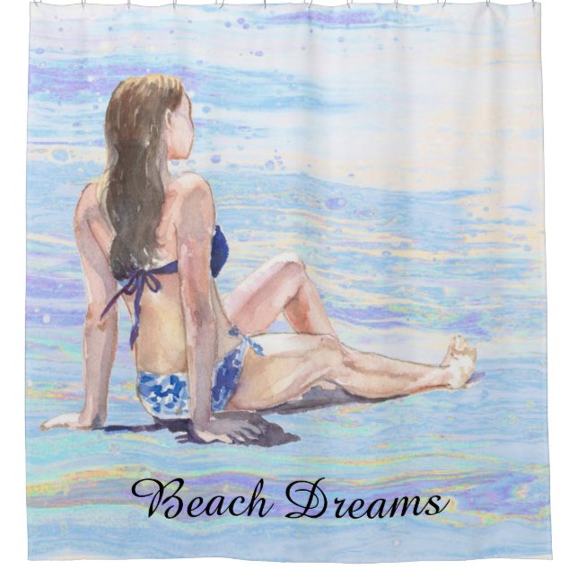 *~* Meeresstrand Frauen Sonnenbad AR29 Duschvorhang (Vorderseite)