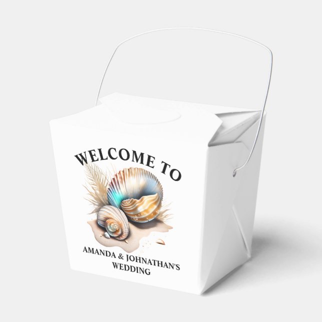 Meeresstrand-Muscheln 3D strahlend elegant chic Geschenkschachtel (Vorderseite)