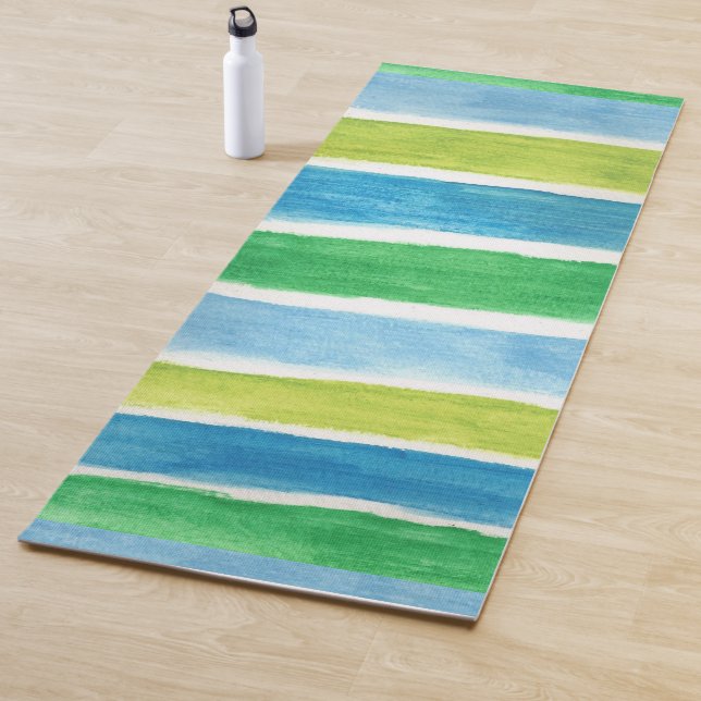 Meeresstreifen: blau grün und weiß yogamatte (Beispiel)