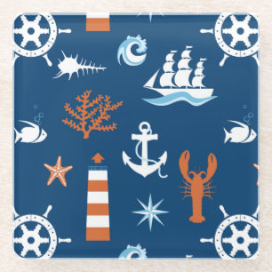 Meeresthema Muster 1 Glasuntersetzer
