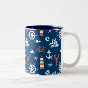 Meeresthema Muster 1 Zweifarbige Tasse