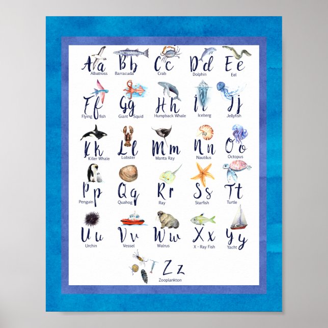 Meerestiere Alphabet für Kinder Poster (Vorne)