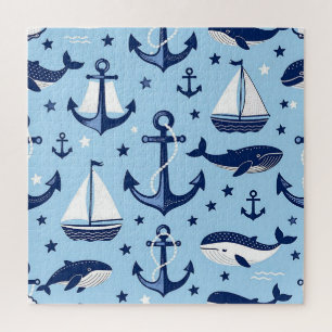 Meerestiere Anker Segelboote Muster