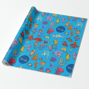 Meerestiere Bunte Ozean Charaktere Geschenkpapier