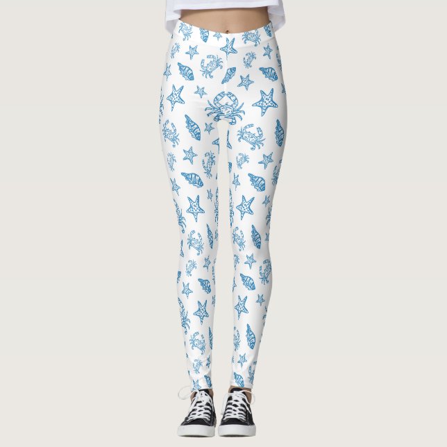 Meerestiere-Doodle-Muster Leggings (Vorderseite)
