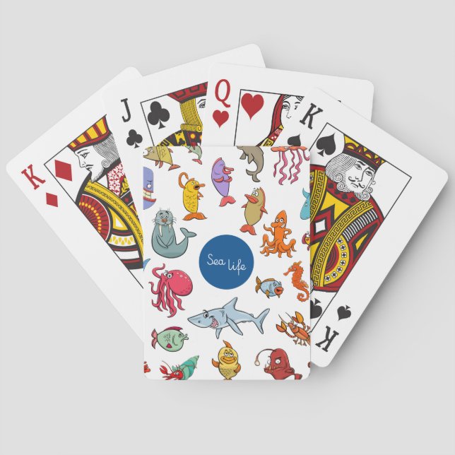 Meerestiere farbenfrohe Meerescharaktere Spielkarten (Rückseite)