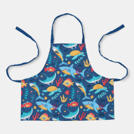 Meerestiere Hai Fisch Schildkröte blau Schürze
