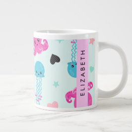 Meerestiere, Kraken, Quallen, Herz, Ihr Name Jumbo-Tasse