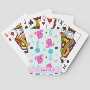 Meerestiere, Kraken, Quallen, Herz, Ihr Name Spielkarten