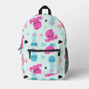 Meerestiere, Meeresleben, Oktopus, Quallen, Herzen Bedruckter Rucksack