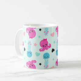 Meerestiere, Meeresleben, Oktopus, Quallen, Herzen Kaffeetasse