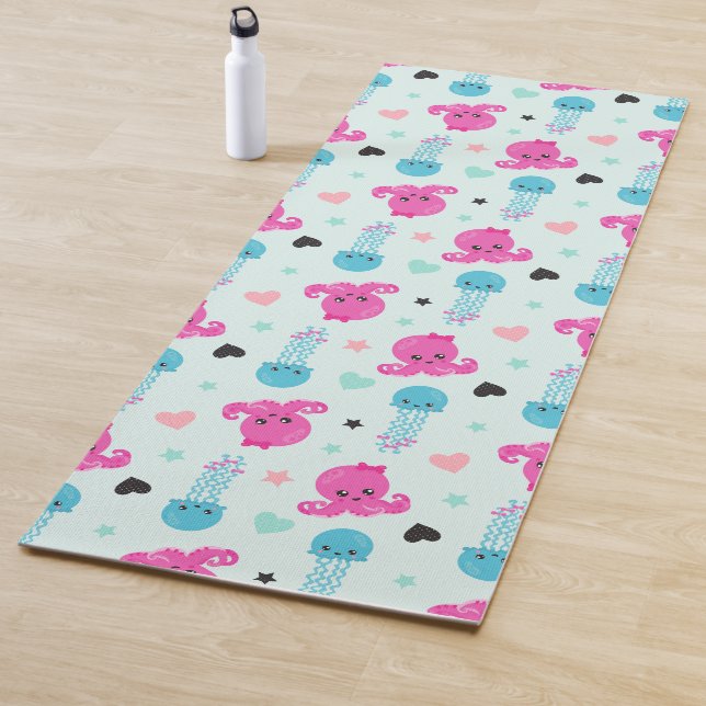 Meerestiere, Meeresleben, Oktopus, Quallen, Herzen Yogamatte (Beispiel)
