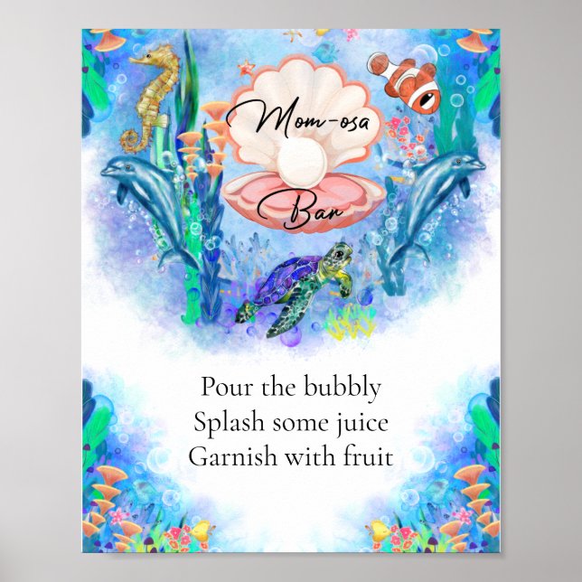 Meerestiere Momosa Bar Drink Zeichen Poster (Vorne)