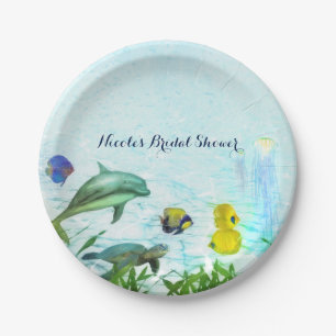 Meerestiere Strand Wasserfarbe Elegante Party indi Pappteller