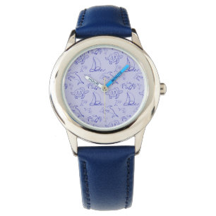 Meerestiere und Segelboote mit einer einzigen zeic Armbanduhr