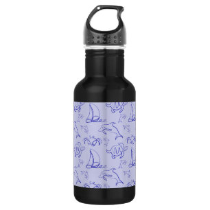 Meerestiere und Segelboote mit einer einzigen zeic Edelstahlflasche