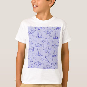 Meerestiere und Segelboote mit einer einzigen zeic T-Shirt
