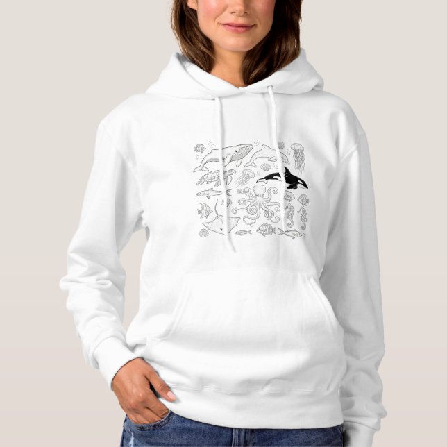 Meerestiere Vintag gehobene Schweiß | Meeresleben Hoodie (Vorderseite)