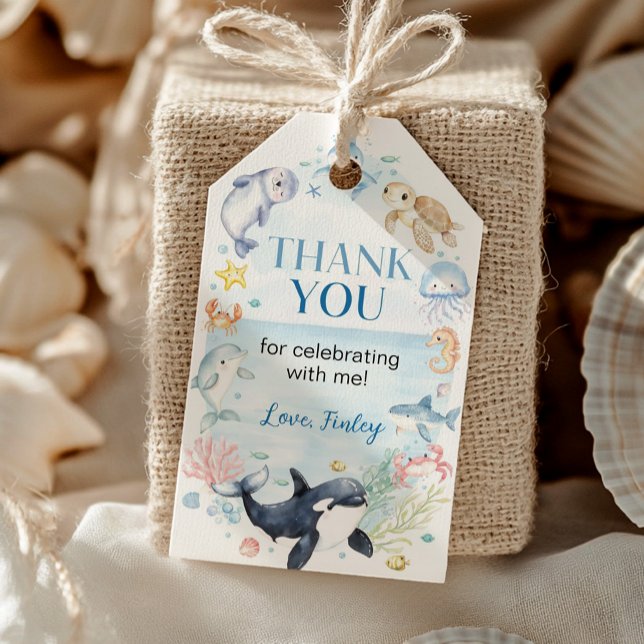 Meerestierkinder unter dem Meer Geburtstag Vielen  Geschenkanhänger (Von Creator hochgeladen)
