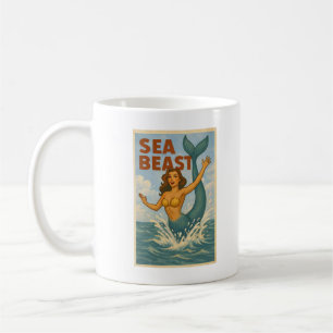 Meerestierseeschlange Retro Meerjungfrau   Lustige Kaffeetasse