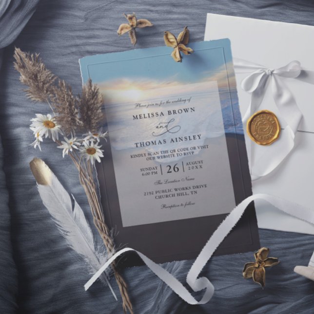 Meerestrand Sommerhochzeit QR Code Einladung (Von Creator hochgeladen)