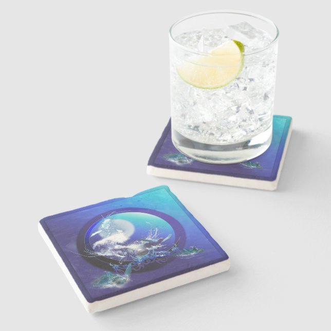 MEERESTURTLE BLAUE MOON RACE STEINUNTERSETZER (Seitenansicht)