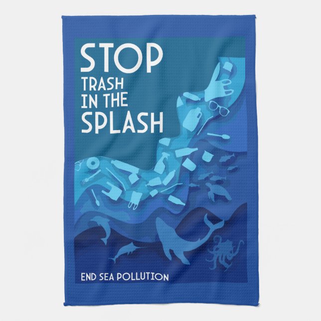 Meeresverschmutzung Geschirrtuch (Vertikal)