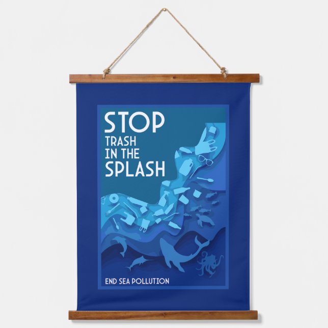 Meeresverschmutzung Wandteppich Mit Holzrahmen (Vorderseite)