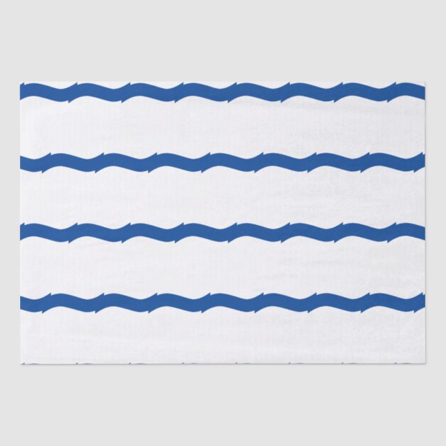 Meereswellen an der Küste Blaues weißes nautisches Seidenpapier (Vorderseite)