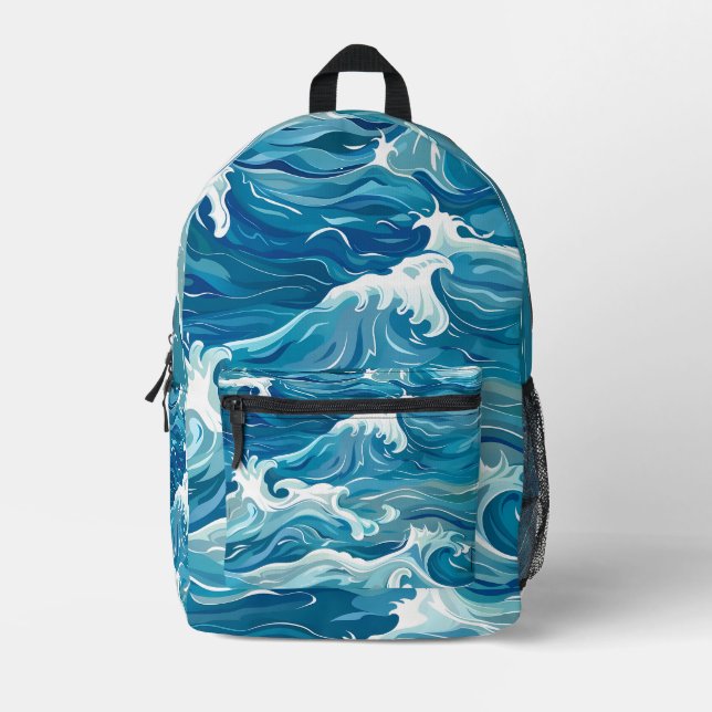 Meereswellen Bedruckter Rucksack (Vorderseite)
