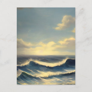 Meereswellen bewölkt postkarte