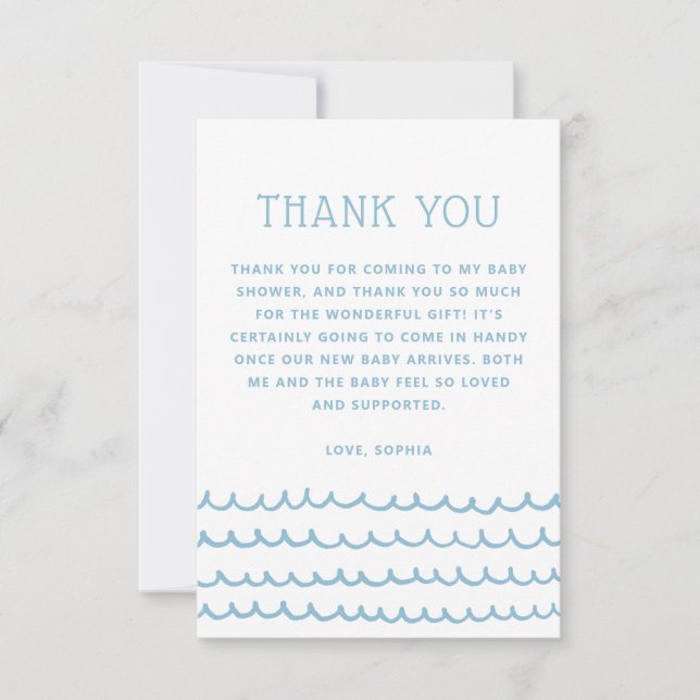 Meereswellen | Blue Nautical Beach Baby Dusche Dankeskarte (Vorderseite)