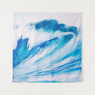 Meereswellen: Blumarine Wasserfarbe Schönheit. Wandteppich