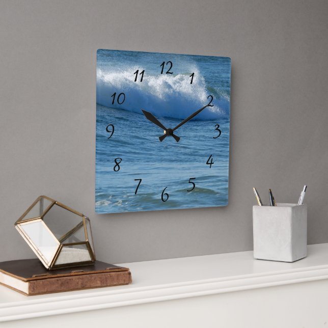 Meereswellen brechen quadratische wanduhr (Büro)
