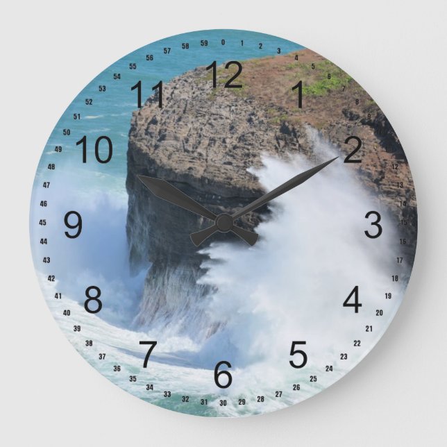 Meereswellen Große Wanduhr (Vorderseite)