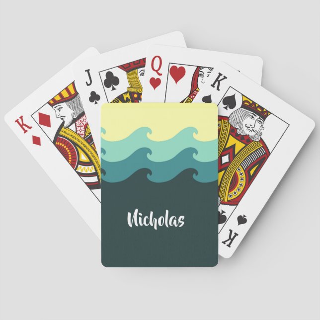 Meereswellen im individuelle Name Spielkarten (Rückseite)