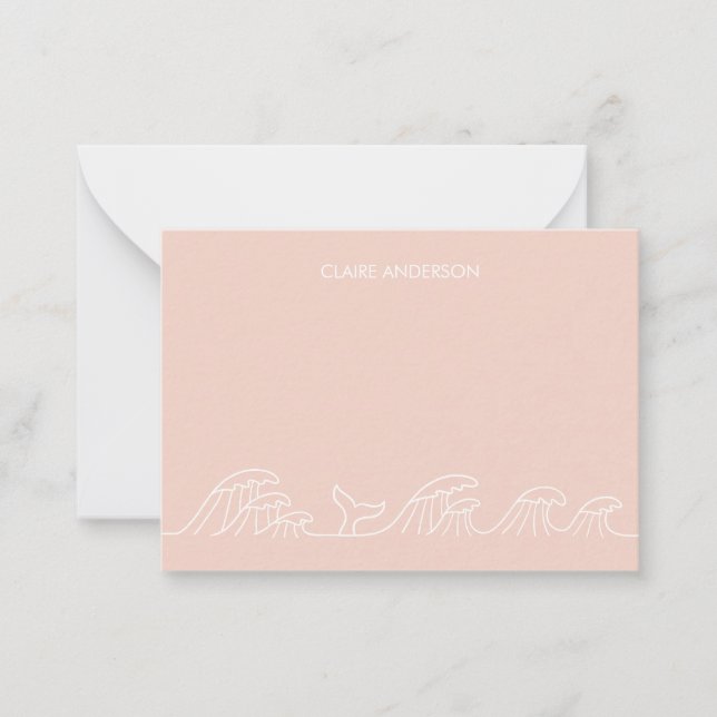 Meereswellen Küstenmädchen personalisiert Mitteilungskarte (Vorderseite)